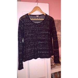 Black lace long sleeved shirt.